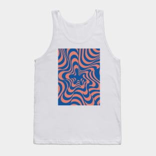 Abstract Groovy Retro Liquid Swirl in Blue Tank Top